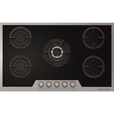 Ecomatic - Crystal Black S907IGC Gas Hob with Stainless Steel Frame 90 cm 