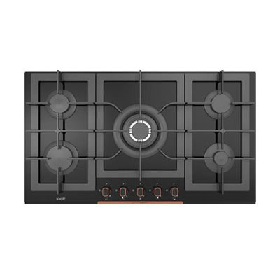 Ecomatic - Built-In Crystal Hob with Brass knobs 92 cm Cast Iron S937XLC Full SAFETY