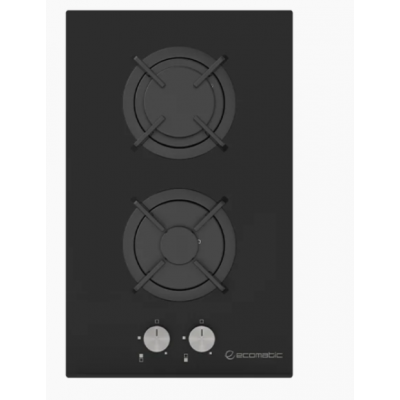 Ecomatic - Gas Hob S307RBC 2 Burners Crystal Black 30 cm 