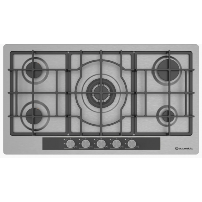 Ecomatic - Gas Hob S963XLGC Stainless Steel Crystal Front Control Panel 92 cm
