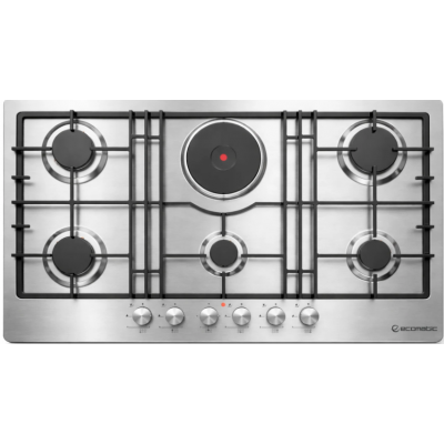 Ecomatic  Stainless Steel Hob S963XLE  5 Gas Burners+1 Electric Burner 92 cm