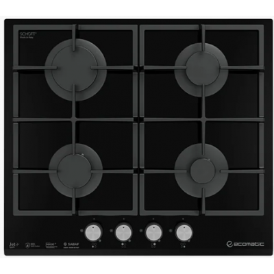 Ecomatic - Crystal Gas Hob S627DC Black New Square Design 60 cm